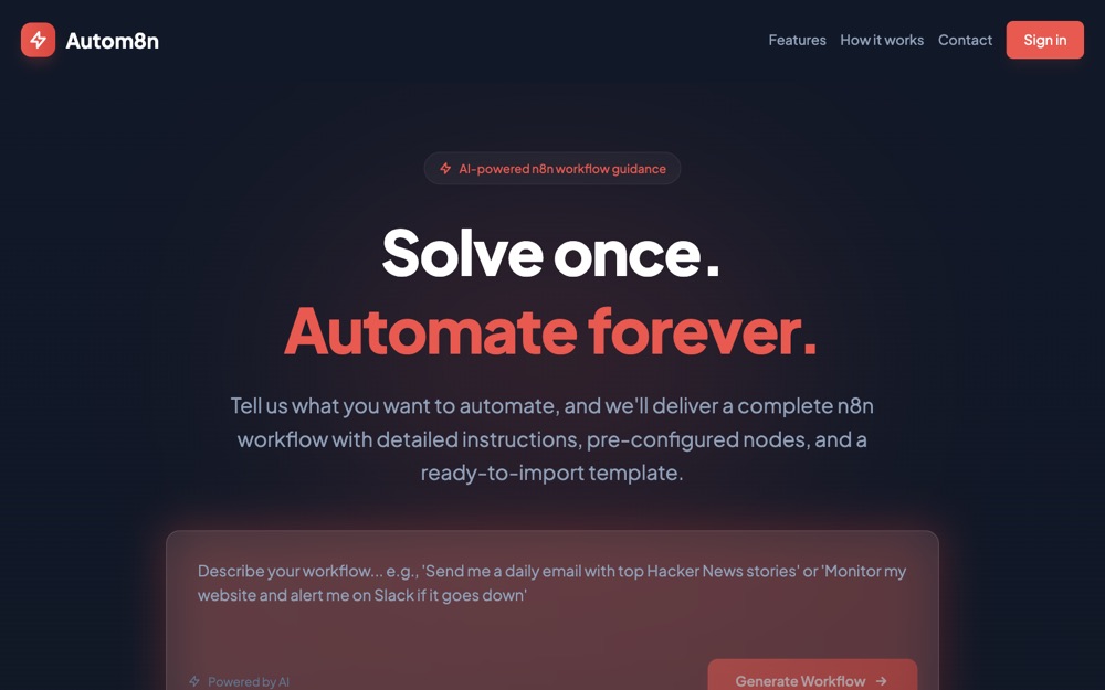 autom8n homepage: solve once, automate forever